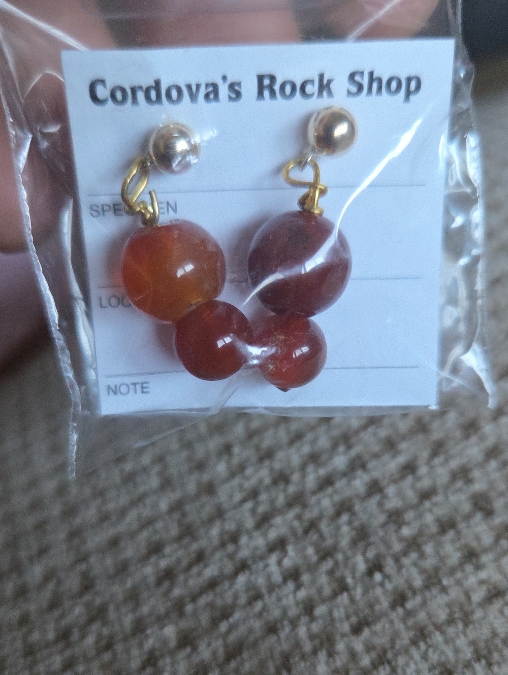 Gold-Accent Carnelian Red Bead Drop Earrings